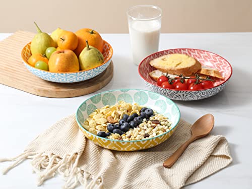 Porcelain Pasta Bowls Set of 6, 8 Inch Wide, Microwave & Dishwasher Safe O6023