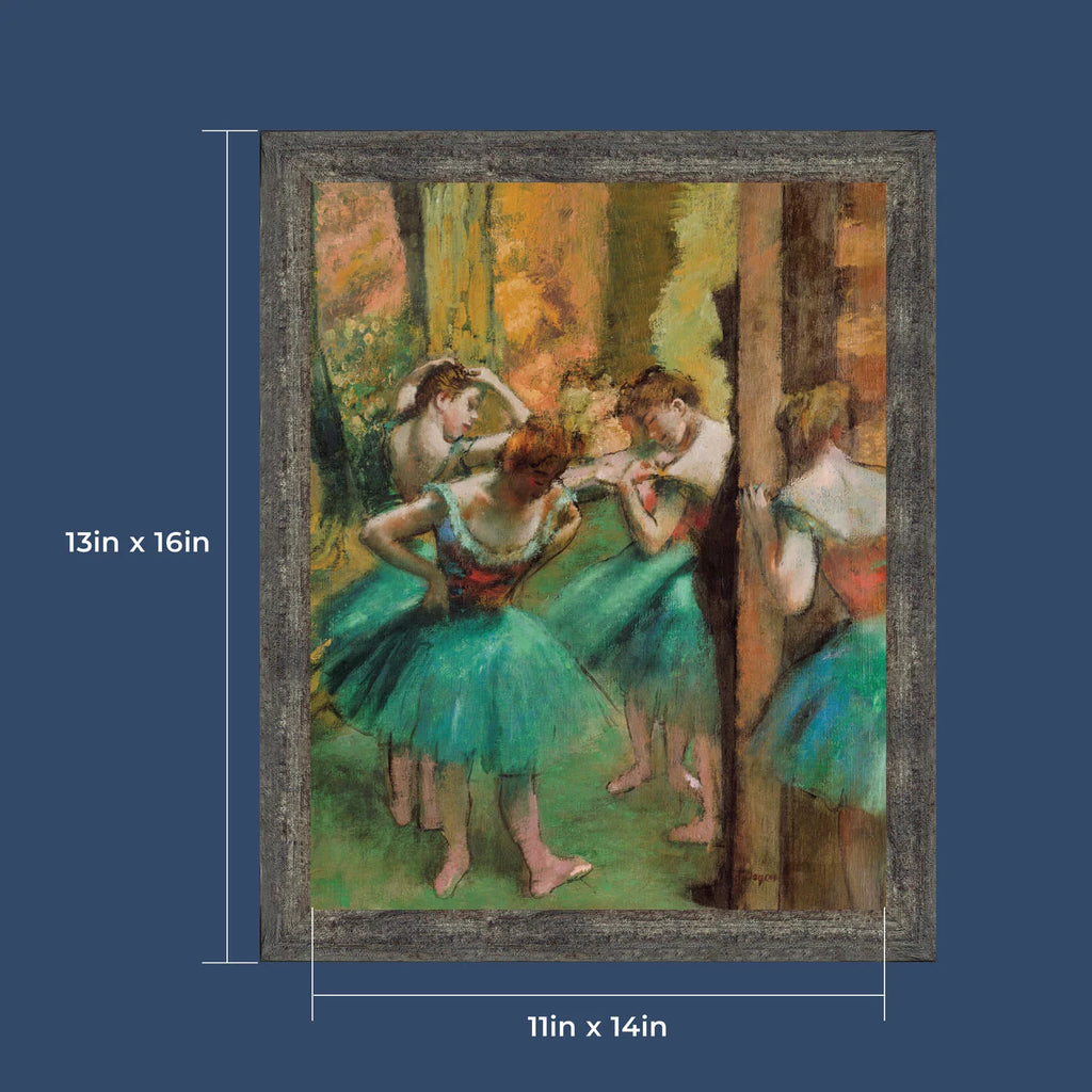 Dancers Pink and Green Framed Wall Art Print, Ballerinas, 11x14 P364773