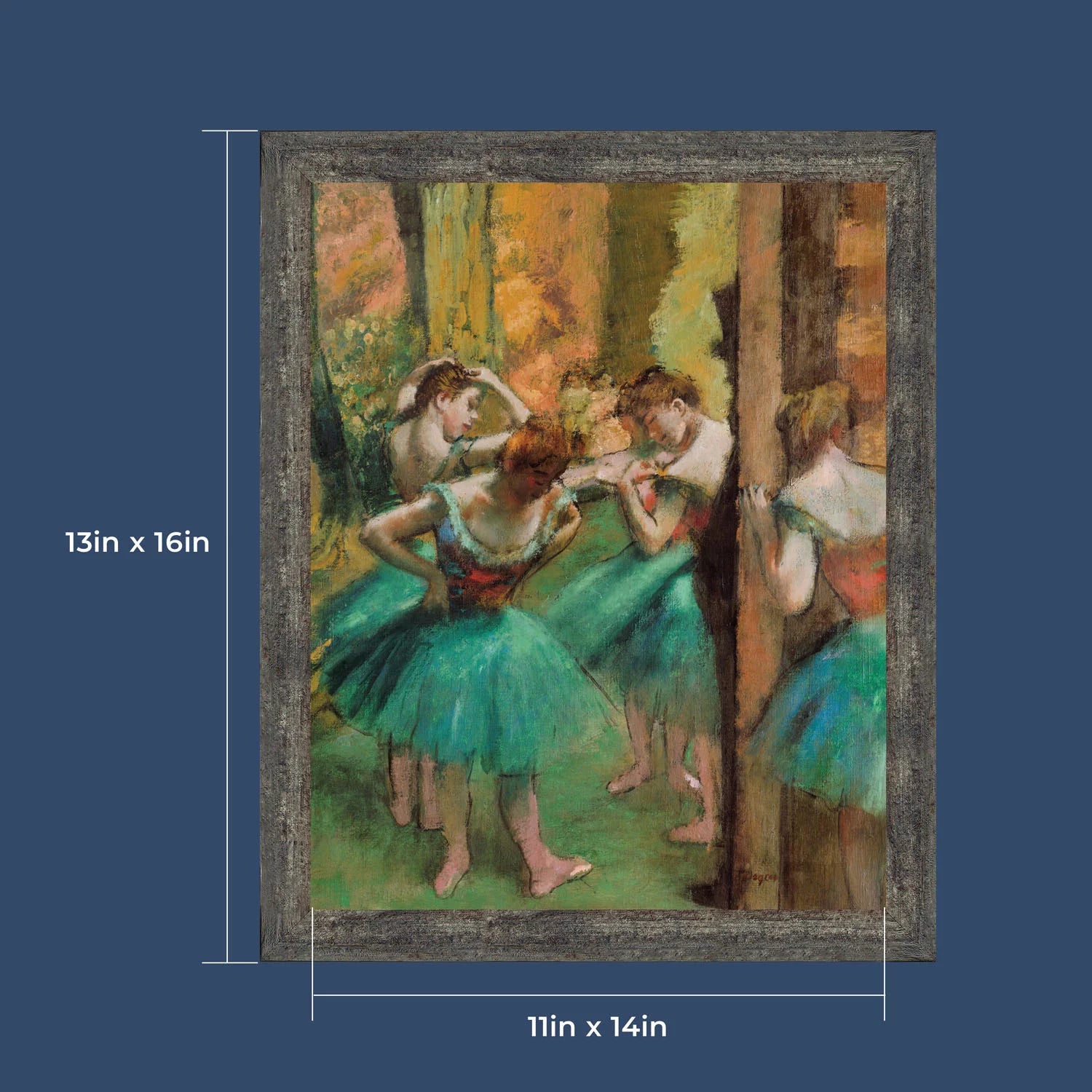 Dancers Pink and Green Framed Wall Art Print, Ballerinas, 11x14 P364773