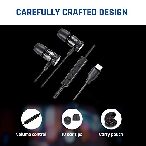 USB-C Earbuds with Microphone and 3.5 mm Jack, Black U6946