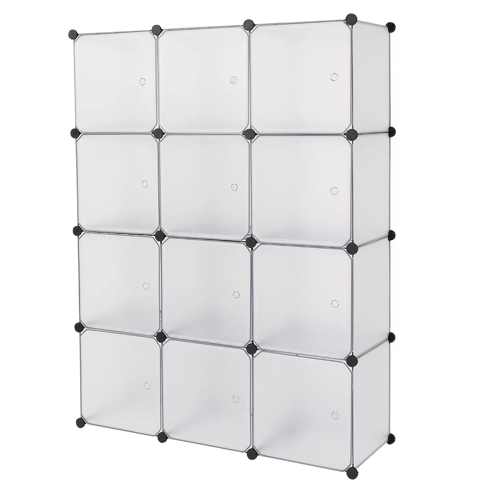 12-Cube Bookshelf Closet Organizer Storage Shelves, White N97603