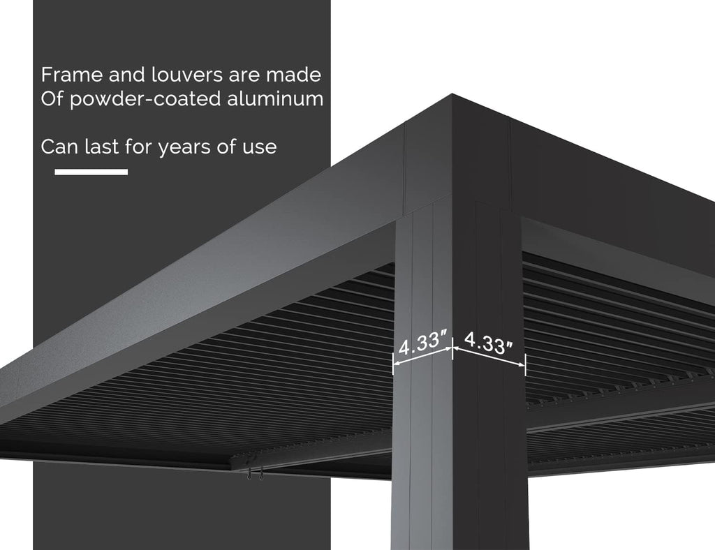 Louvered Pergola 12 x 20 ft Outdoor Aluminum with Adjustable Roof for Deck Backyard Garden W49810