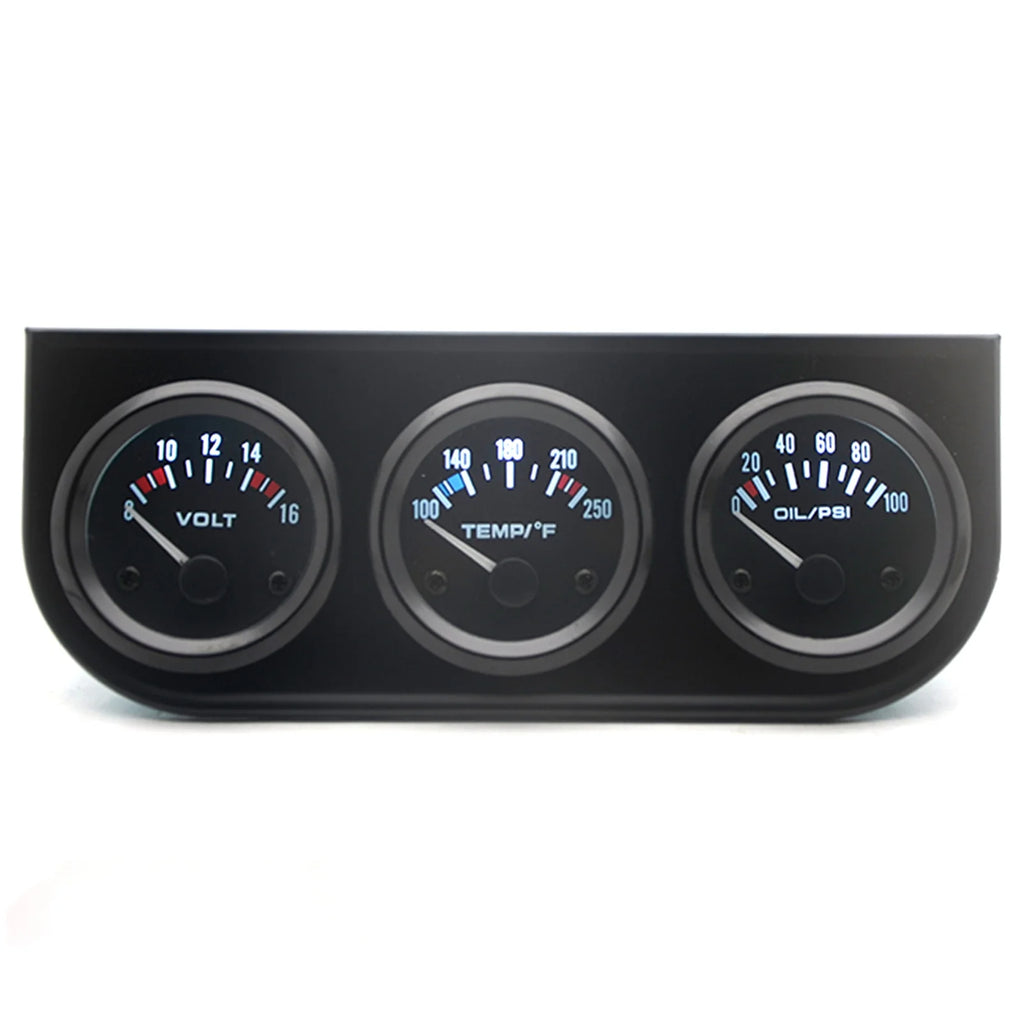 3-in-1 Car Meter for Voltage, Water Temperature, and Oil Pressure - 52mm Gauges E226485