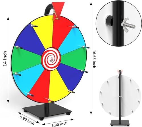 14 Inch Spinning Prize Wheel with 10 Slots, Tabletop Roulette Spinner for Carnival Games R976433