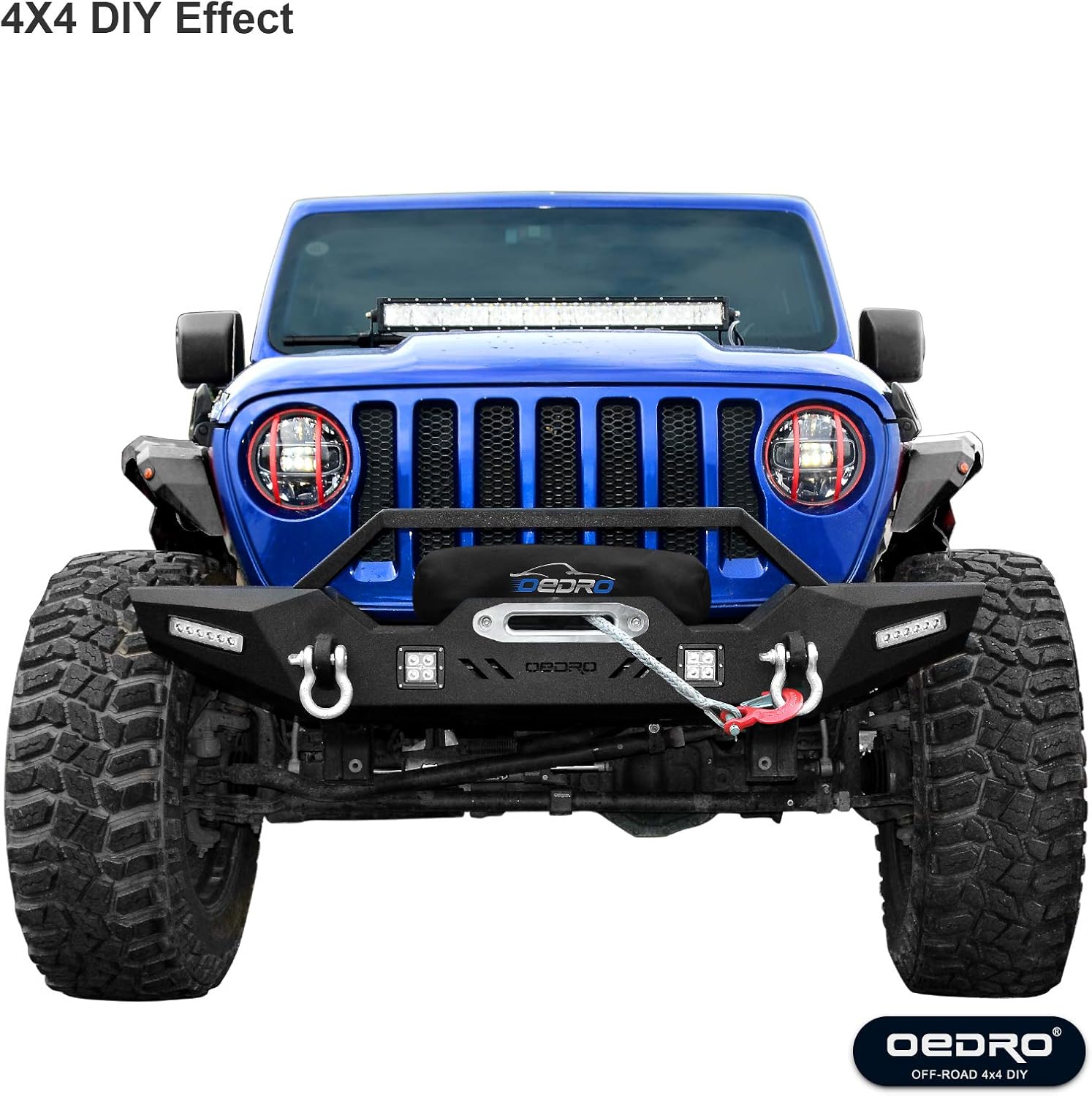 Front Bumper for Jeep Wrangler JL & Gladiator with Winch Plate, LED Lights, D-Rings J609