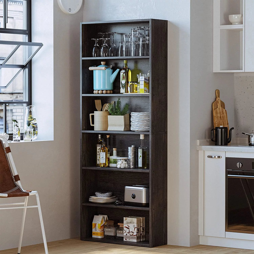 Bookshelves Floor Standing 6 Tier Display Storage Shelves 70in Tall for Home Office Living Room Bedroom H7502