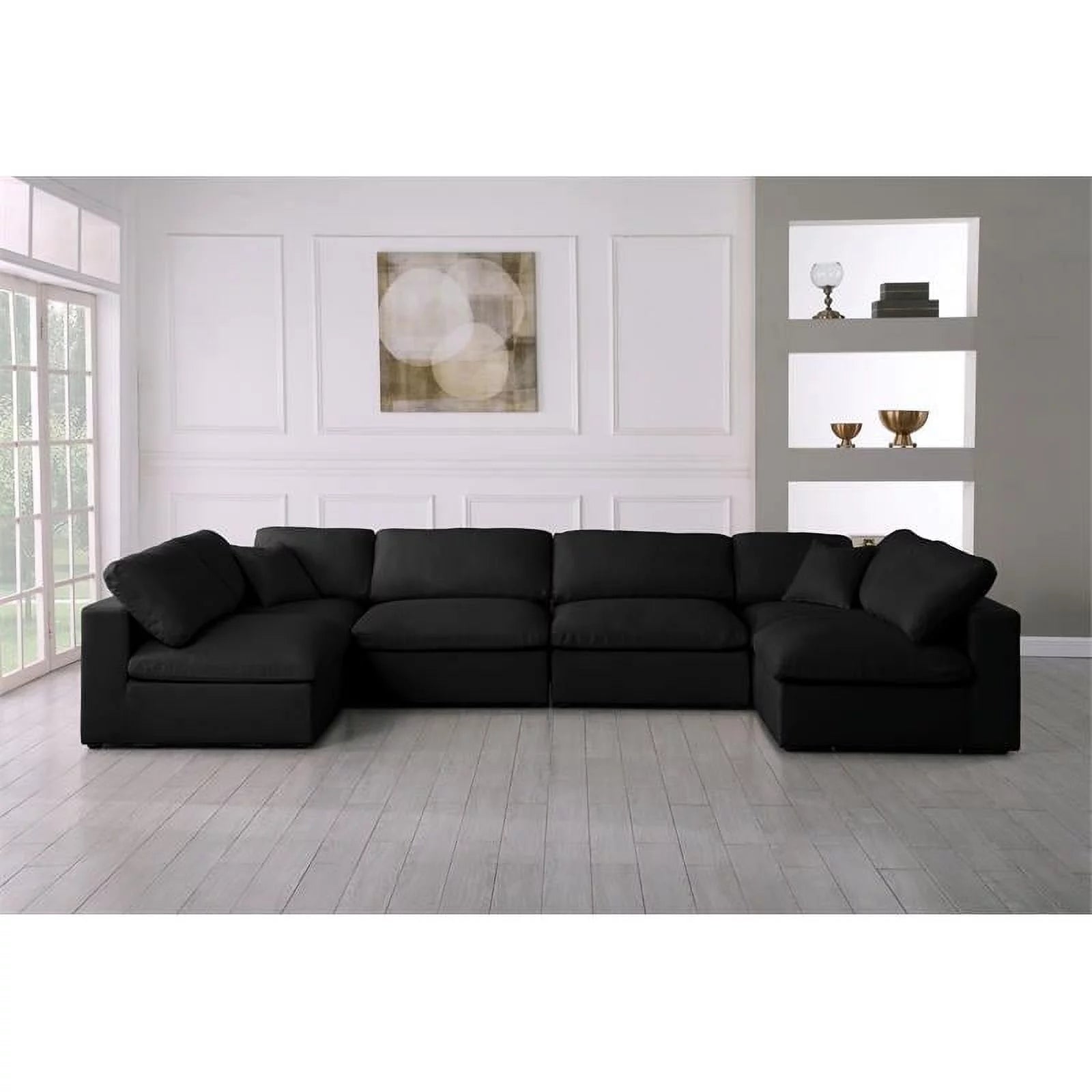 Plush Black Velvet Modular Sectional Q817
