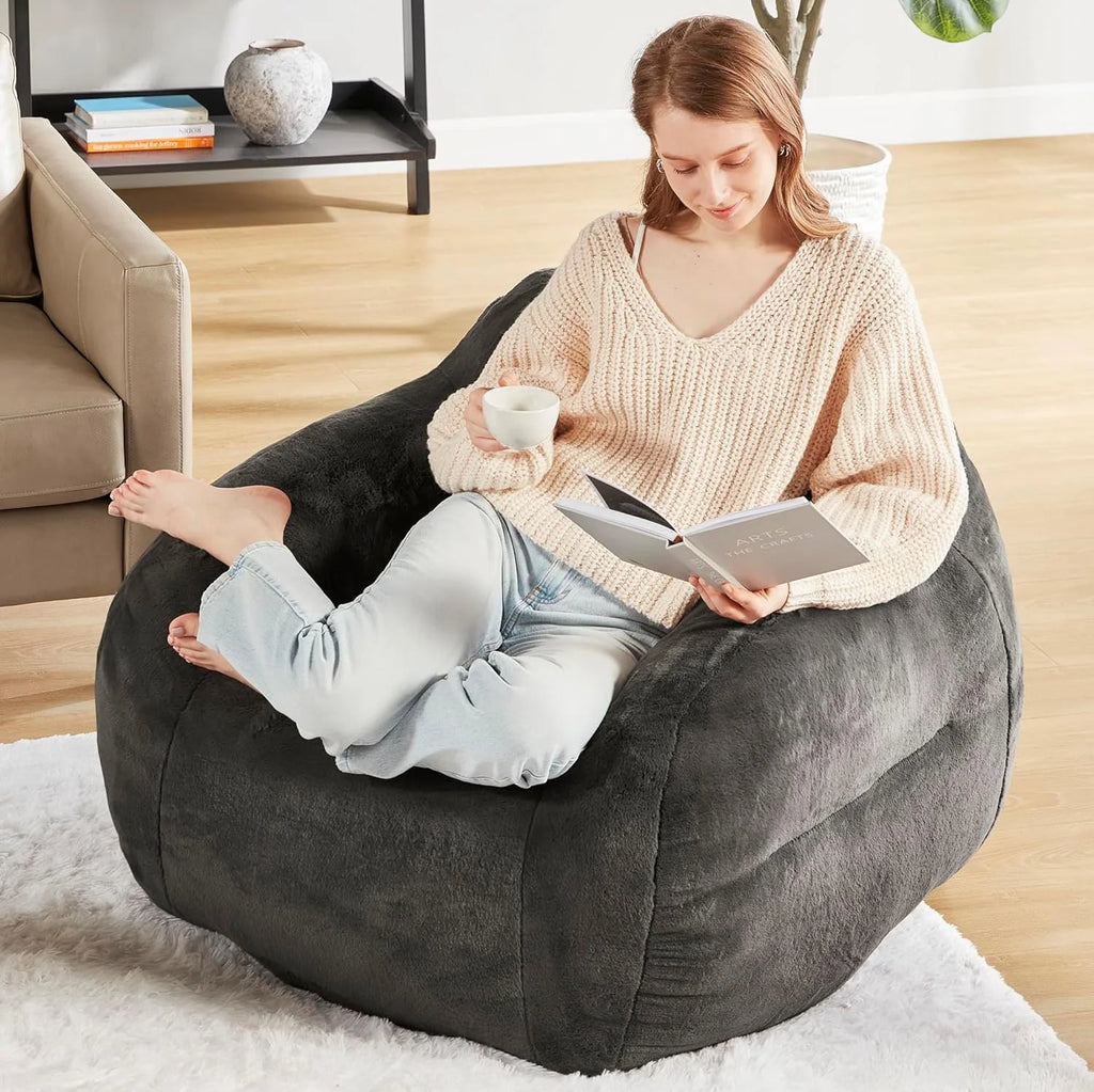 Giant Bean Bag Chair with Memory Foam Filler, Grey B491417
