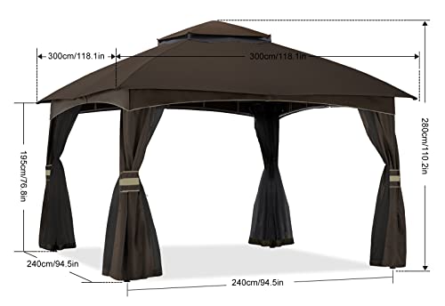 8x8 Outdoor Gazebo with Mosquito Netting for Patio, Lawn & Garden B107436