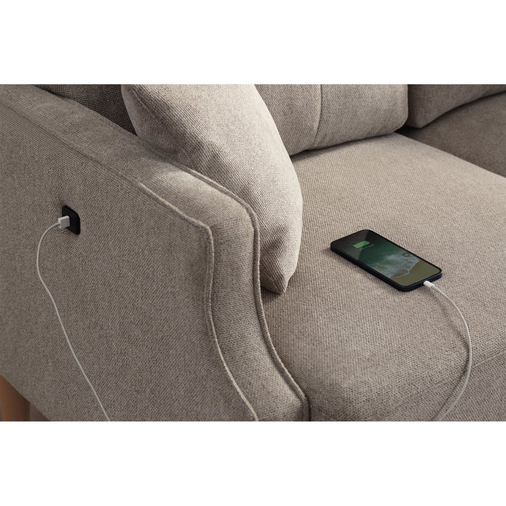 2 Seater Loveseat Sofa with Waterproof Fabric, USB Charging Port O78535
