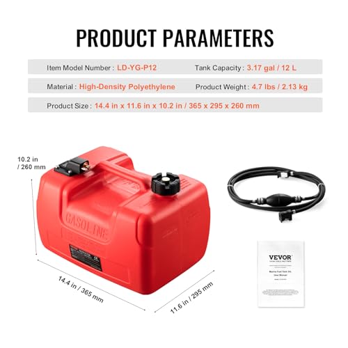 12 Gallon Portable Marine Fuel Tank with Hose N2402