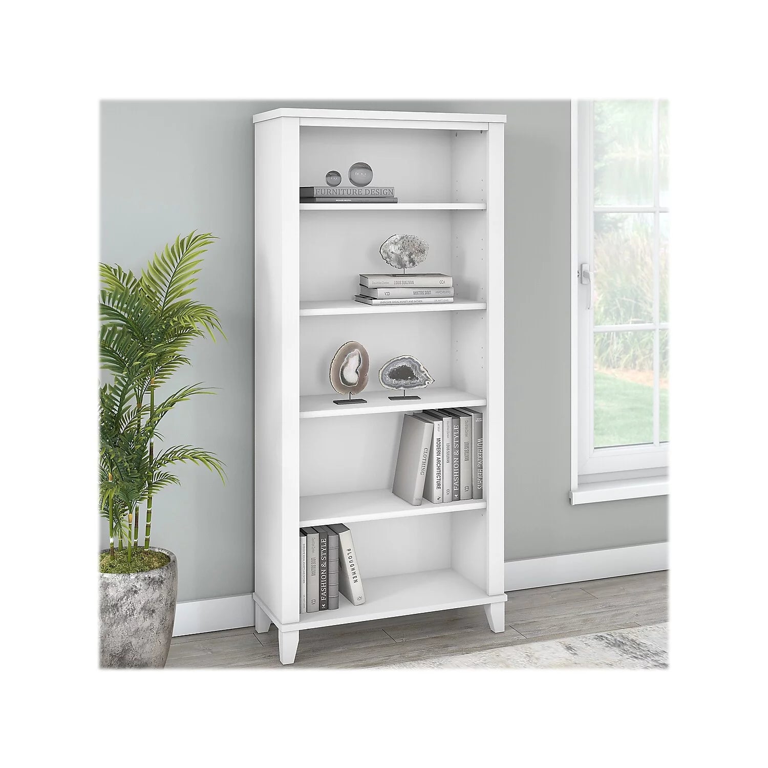 White 5 Shelf Tall Bookcase P636498
