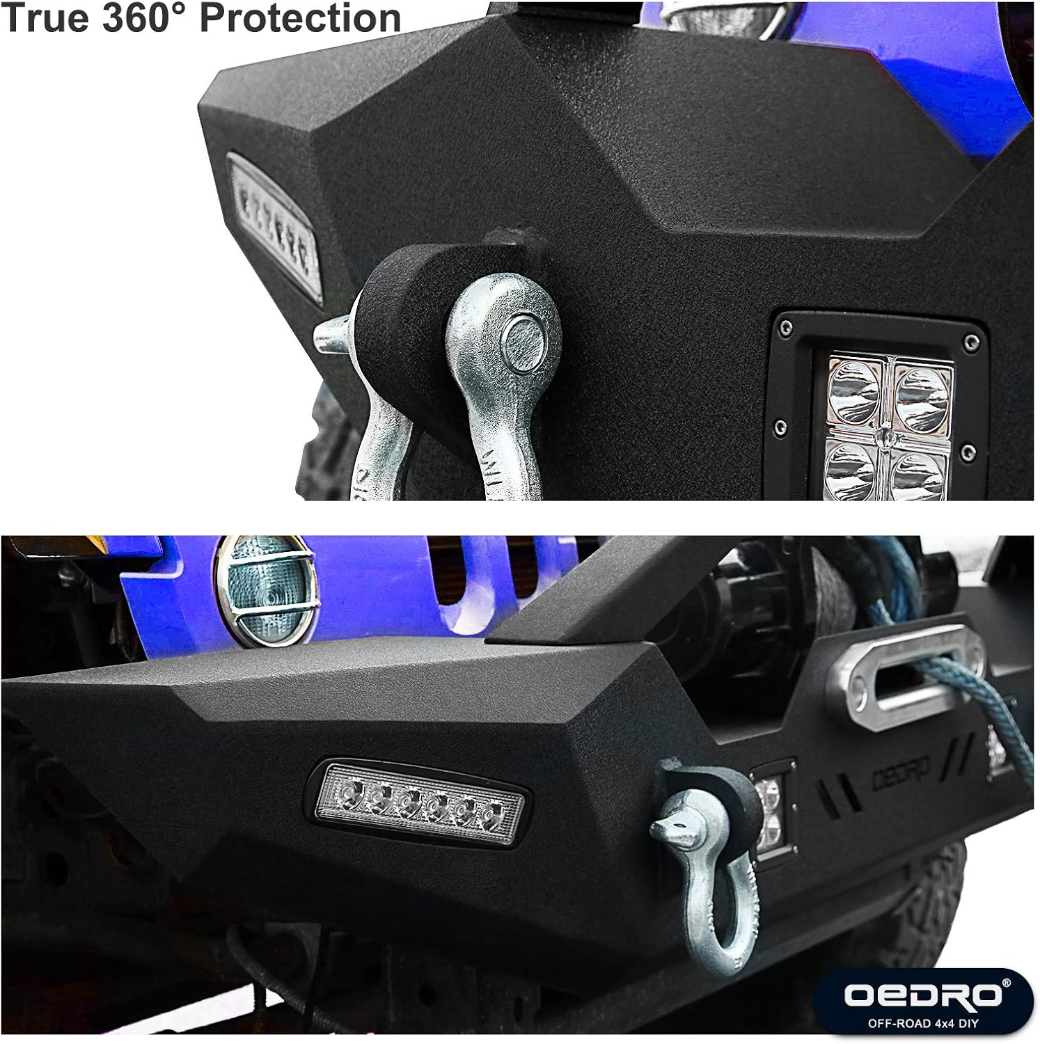 Front Bumper for Jeep Wrangler JL & Gladiator with Winch Plate, LED Lights, D-Rings J609