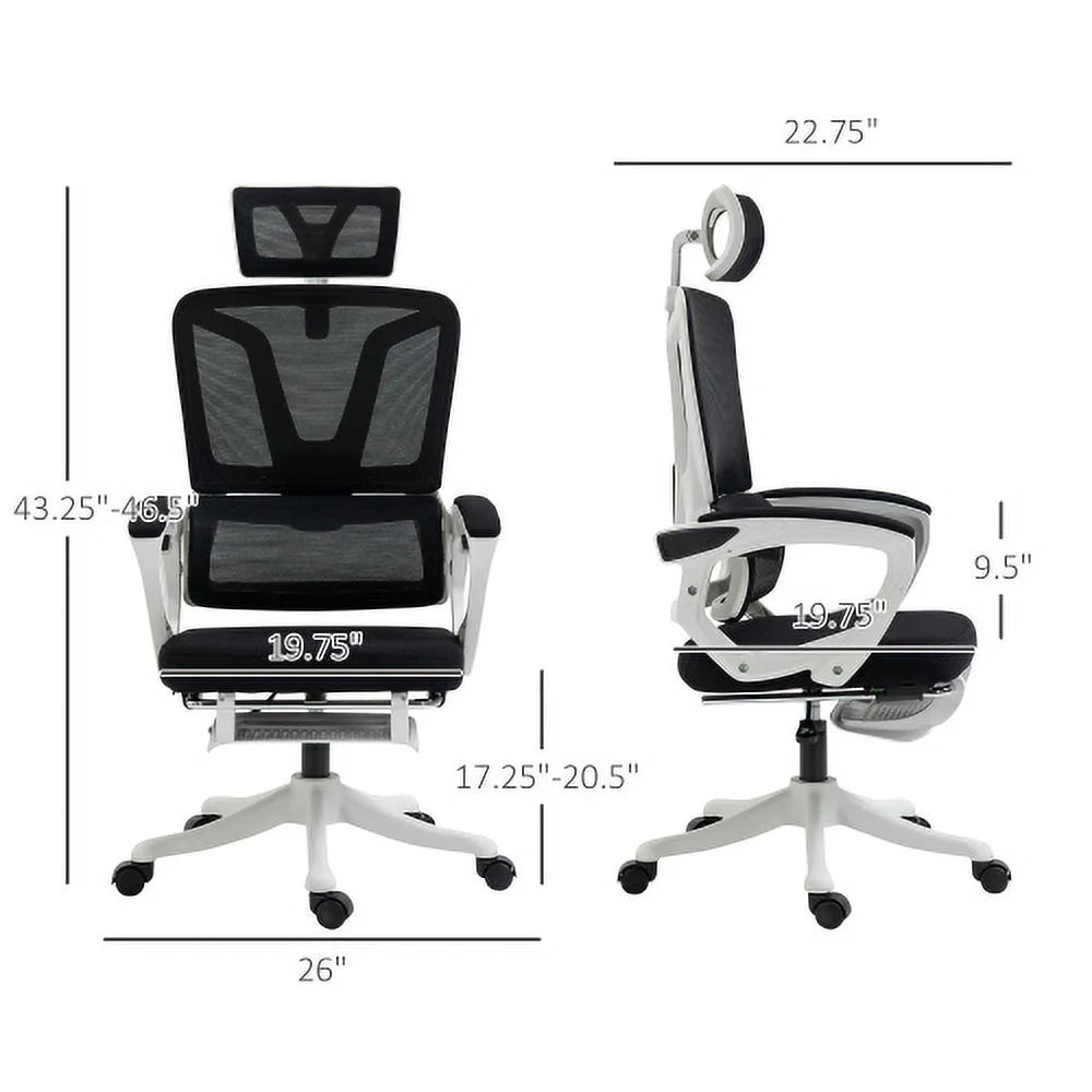 High Back Fabric Office Chair with Adjustable Headrest and Lumbar Support T4409