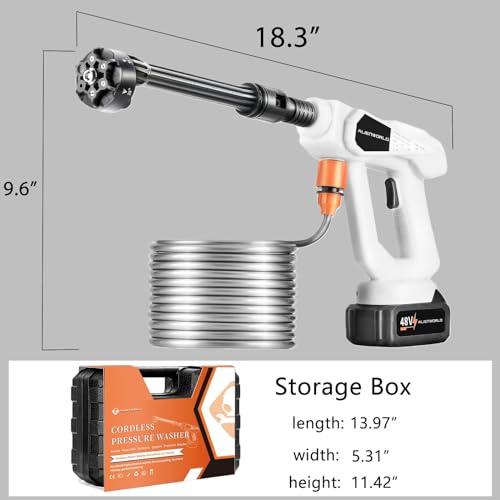 Cordless Pressure Washer with Foam Cannon, 6-in-1 Nozzle, Portable for Car Cleaning U49728