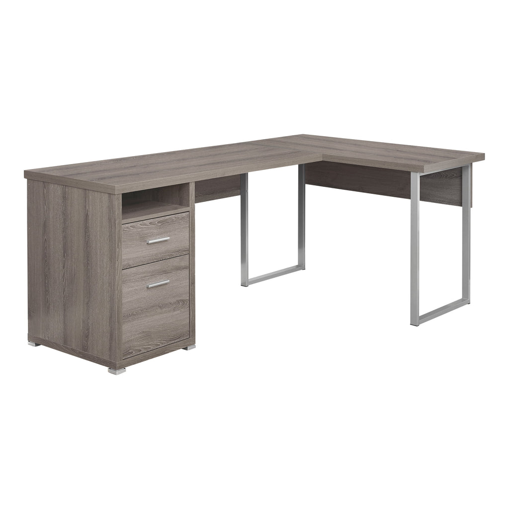 Corner Computer Desk, 80" L, Brown Laminate Z7374
