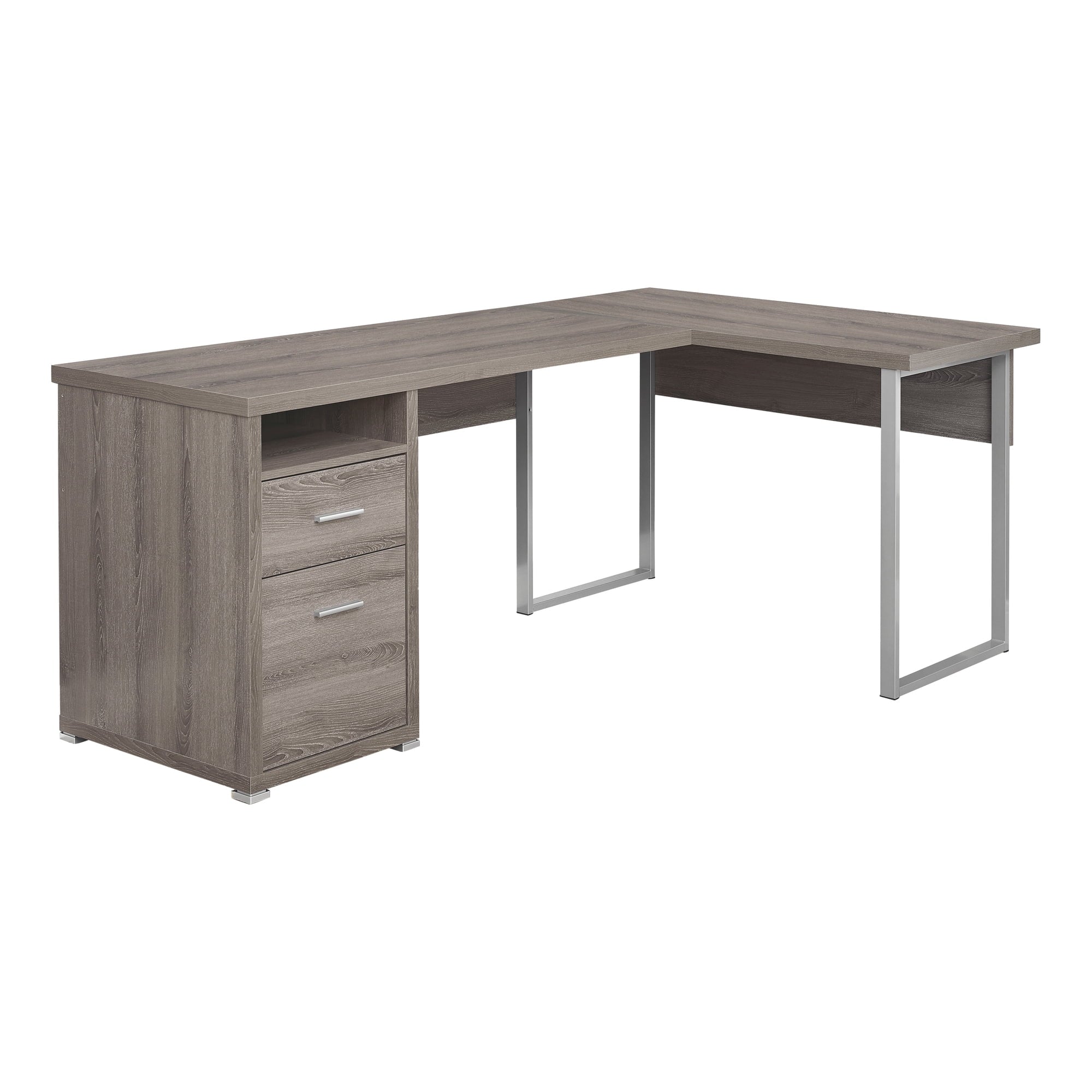 Corner Computer Desk, 80" L, Brown Laminate Z7374