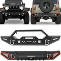 OEDRO Front Bumper Compatible for 87-06 Jeep Wrangler TJ & YJ & LJ Rock Crawler Bumper with Winch Plate Mounting & 4X LED Lights & 2X D-Rings Off Road