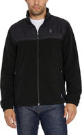 IZOD Men's Fleece Jacket with Nylon Trim, Black, XX-Large