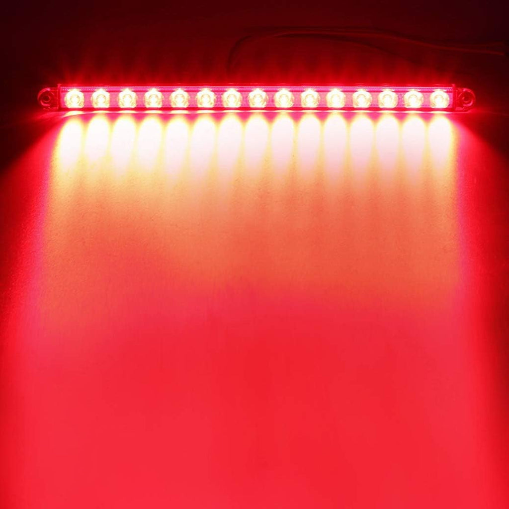 2Pcs 12" 15 LED Red Trailer Truck Identification Light Bar Waterproof Sealed Stop/Turn/Tail E682577
