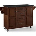 35.25 x 51.5 x 18 in. Eleanor Solid Granite Top Kitchen Cart - Mahogany