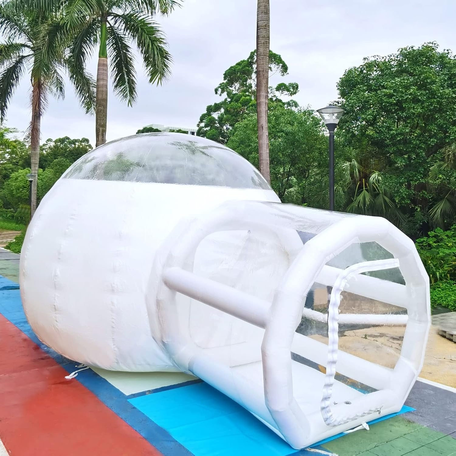 Inflatable Bubble Camping Tent, Clear Dome Balloon Garden Tent Transparent D-Ring Single Tunnel Bubble House with Air Blower for Outdoor Backyard Festivals Family Camping