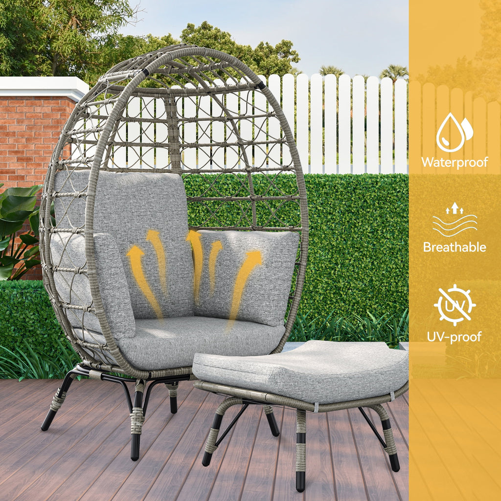 Egg Chair with Stand and Cushion for Patio, Garden, Backyard X902784