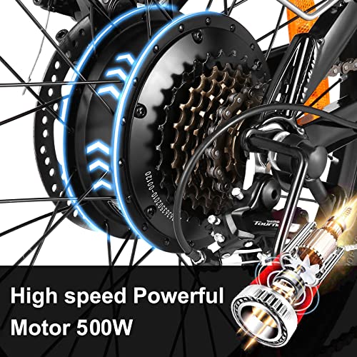 Folding Electric Bike 500W 20" with Removable Battery S7008