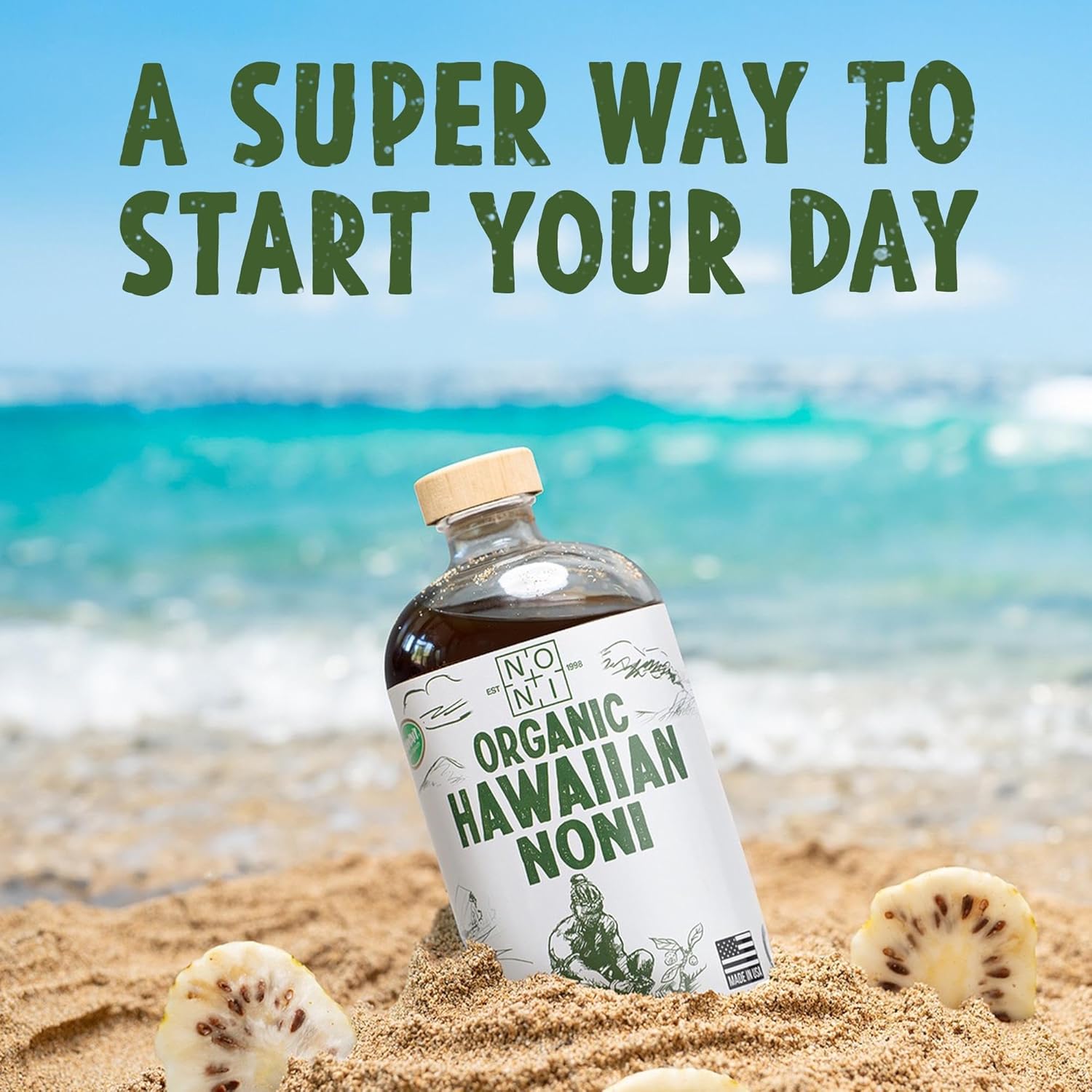 Organic Noni Juice 32oz Glass Bottle Unsweetened D855342