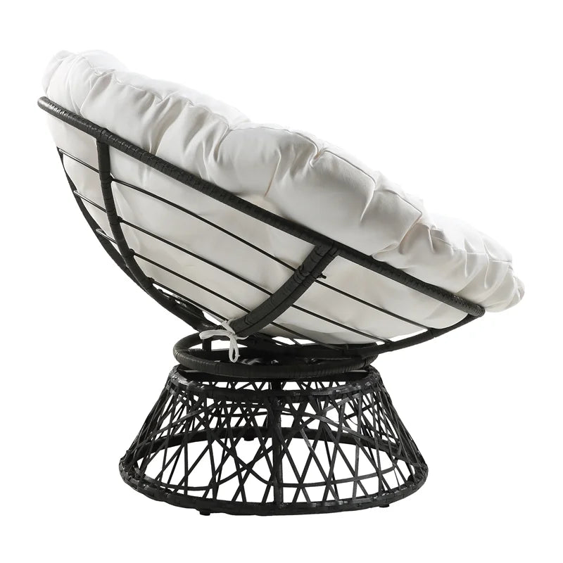 Papasan Chair with White Cushion and Black Frame X41982