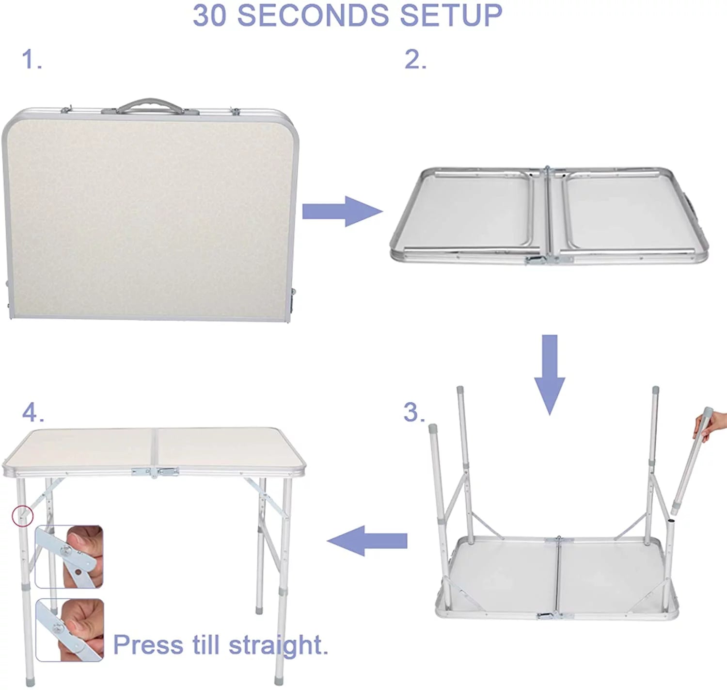 Aluminum Folding Camping Table, Height Adjustable Portable Outdoor Card Table Q337187