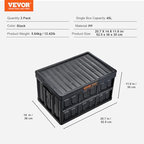 Collapsible Storage Bins with Lids, 3 Pack Stackable Folding Containers F55965