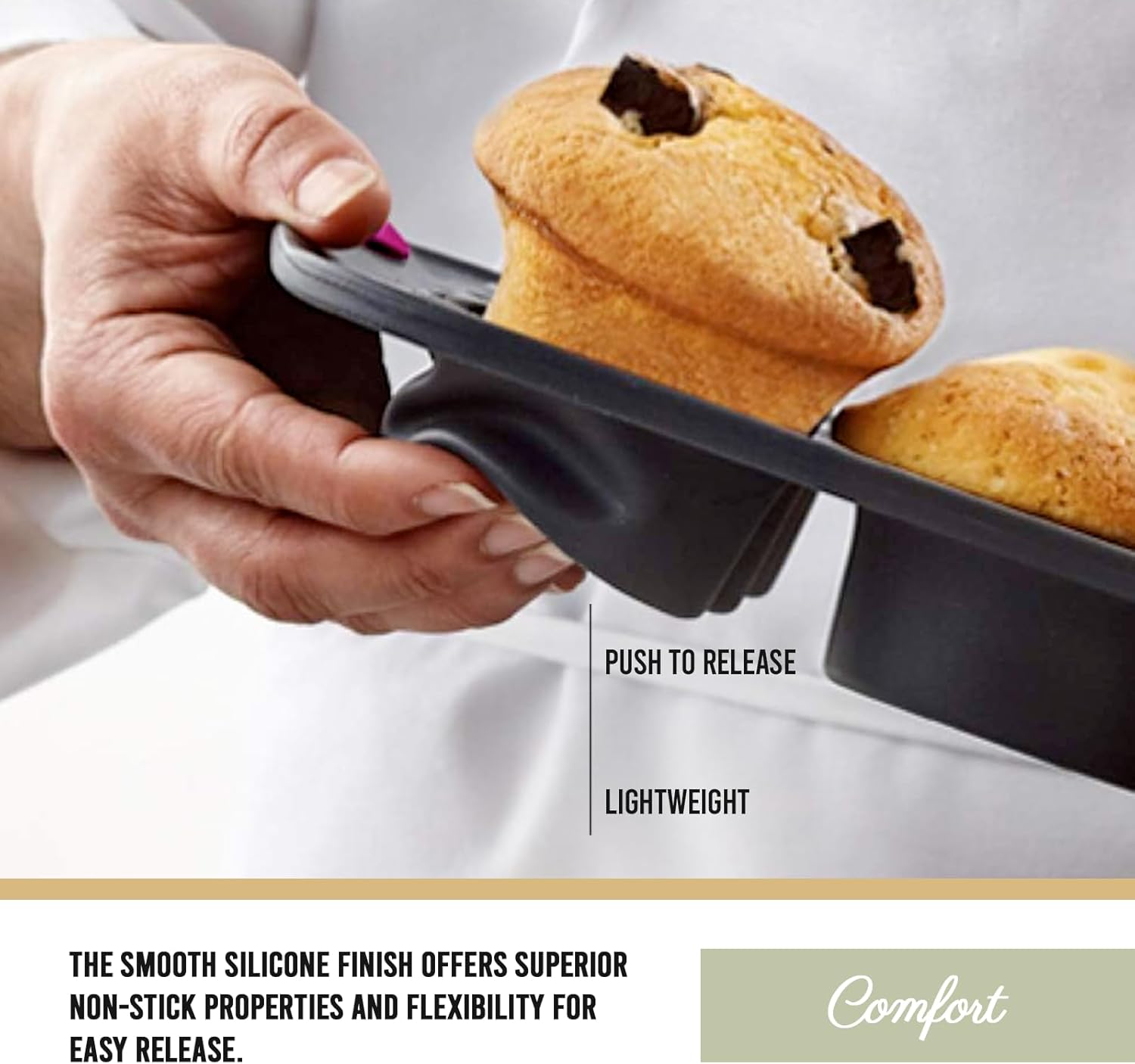 Silicone Muffin Pan, 12 Cup, Grey/Mint E487583