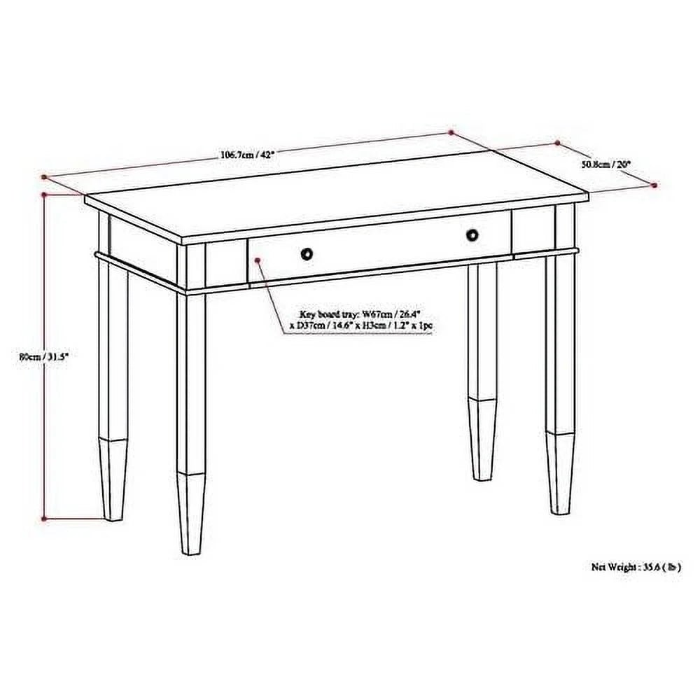Solid Wood Computer Desk for Home Office, 42" Writing Desk H5586