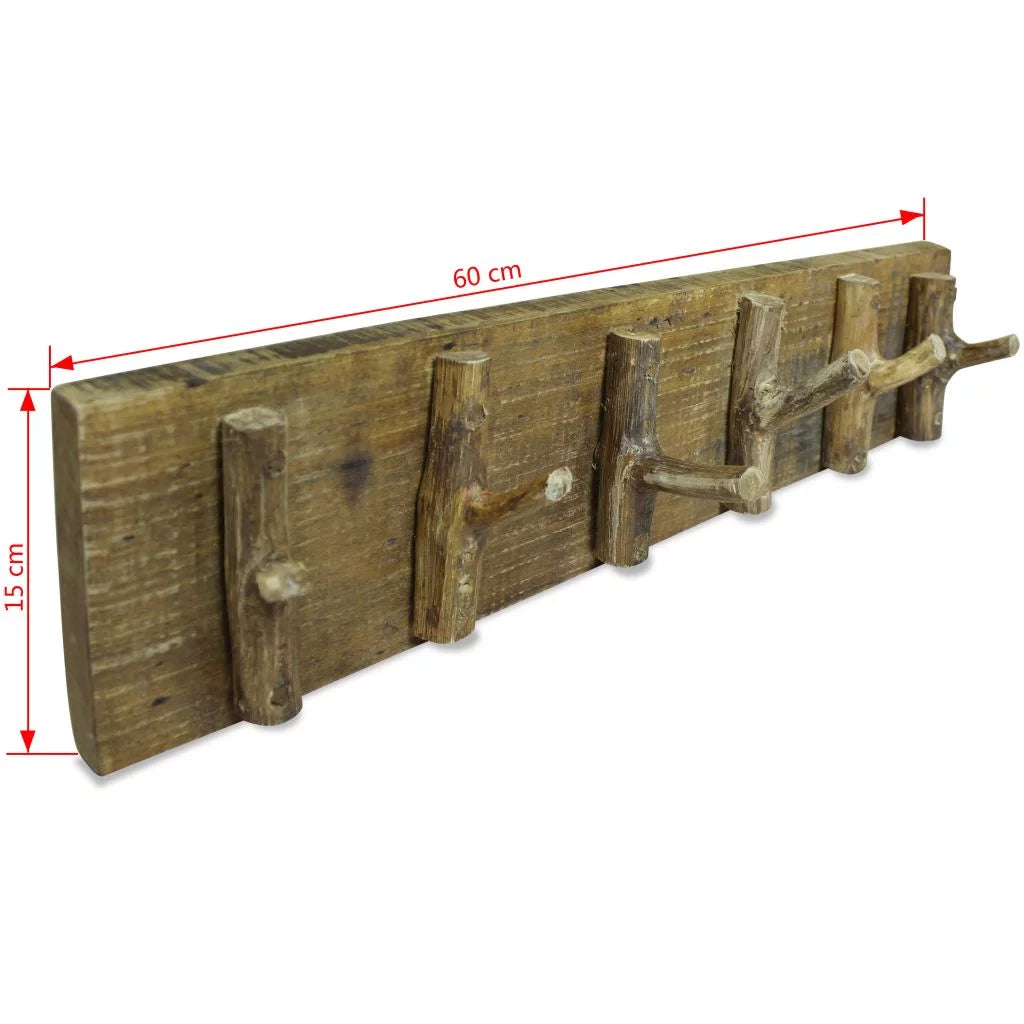 Wall Mounted Coat Rack with 6 Pegs Reclaimed Wood D79019