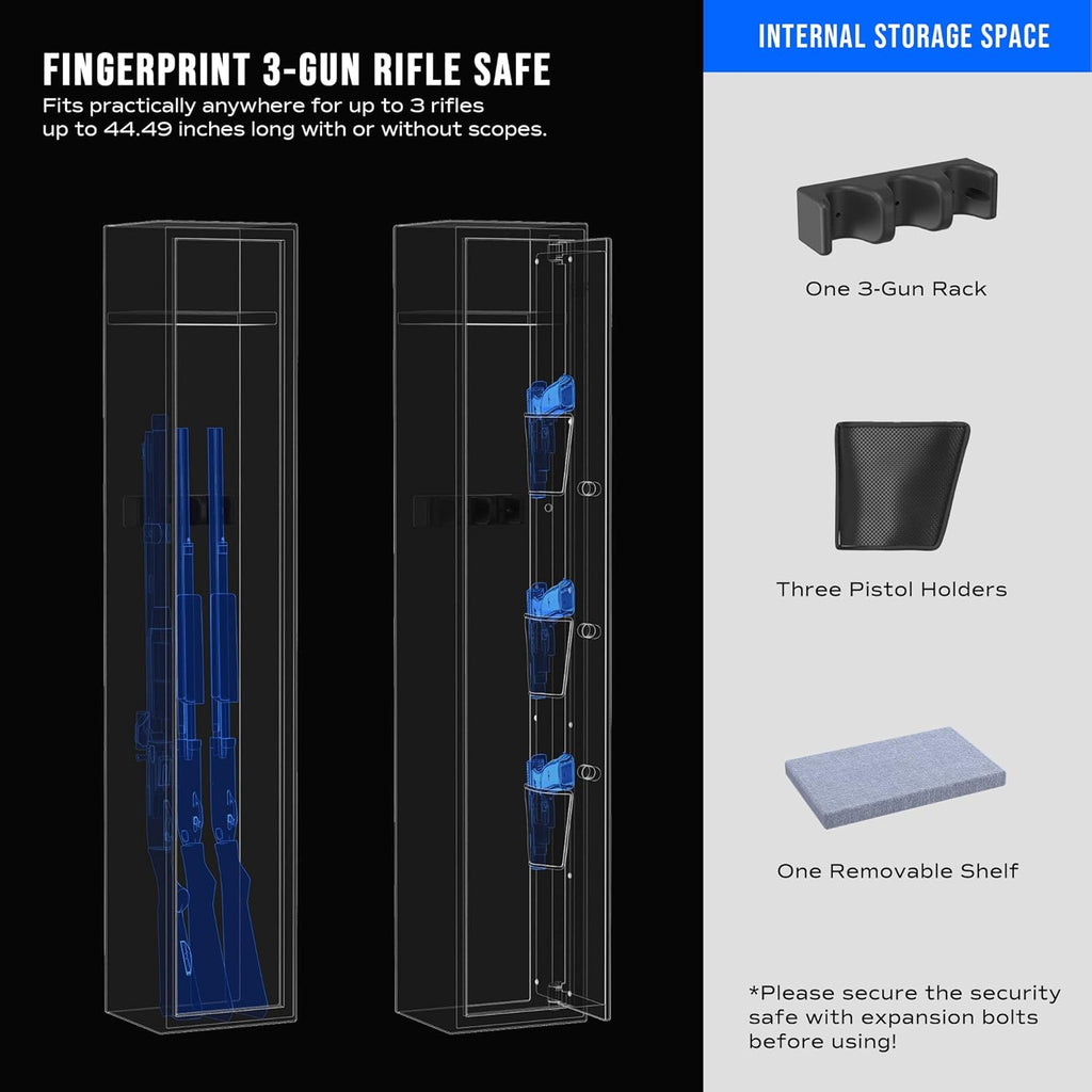 Large Biometric Rifle Safe with Quick-Access Fingerprint Lock M75044