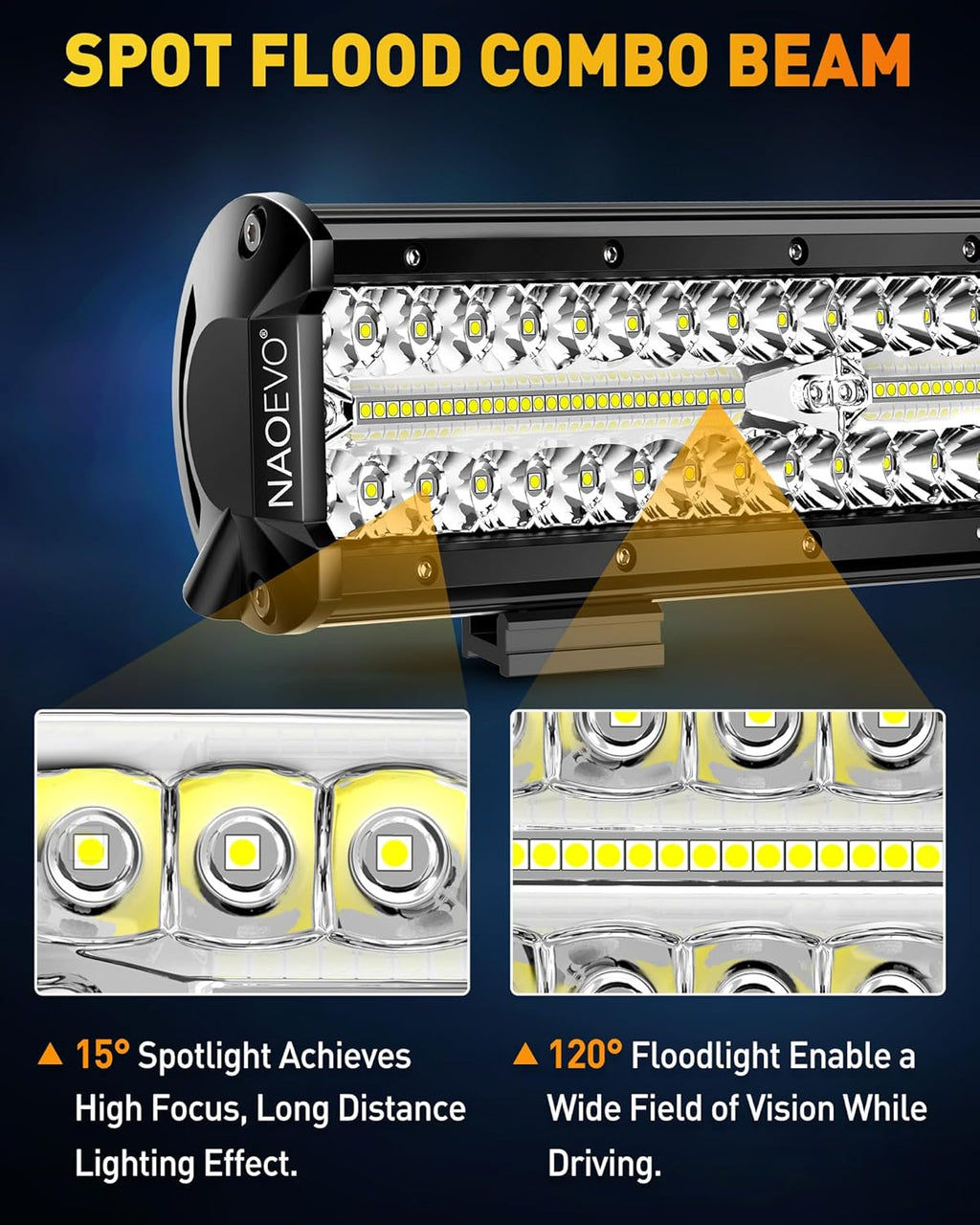 12 Inch LED Light Bar and 4PCS 4 Inch LED Pod Lights, 54000LM Off Road Lights K513