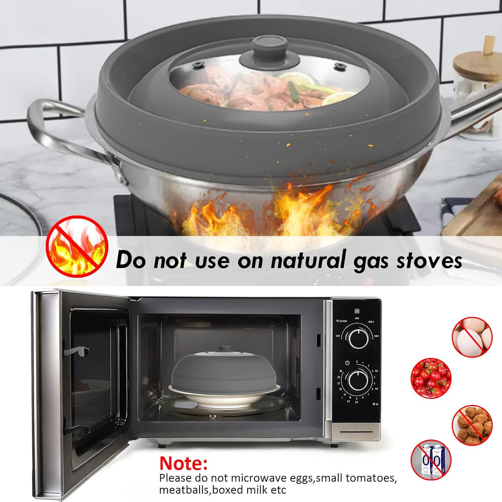Microwave Splatter Cover with Collapsible Silicone, 10.5 Inch T148