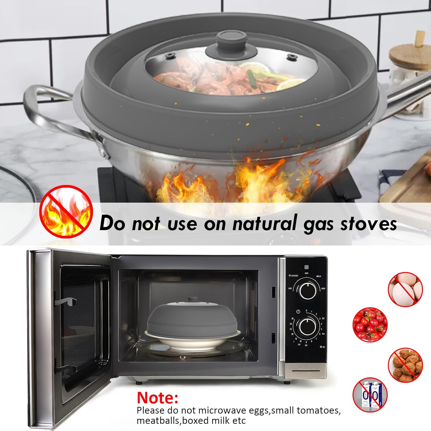 Microwave Splatter Cover with Collapsible Silicone, 10.5 Inch T148