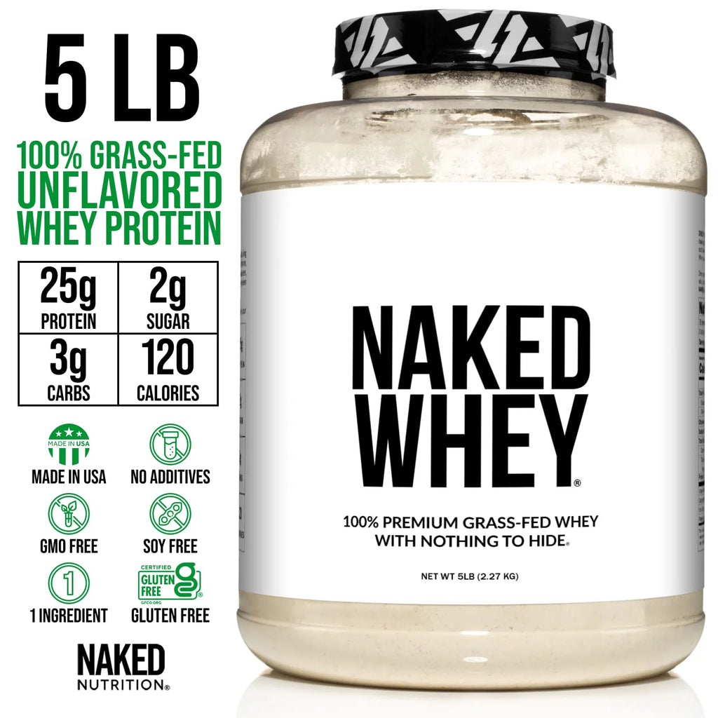 Grass Fed Unflavored Whey Protein Powder, 5LB, 76 Servings J16919