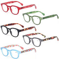 Kerecsen Reading Glasses 5 Pack Unisex Fashion Spring Hinge with Pattern Design Readers