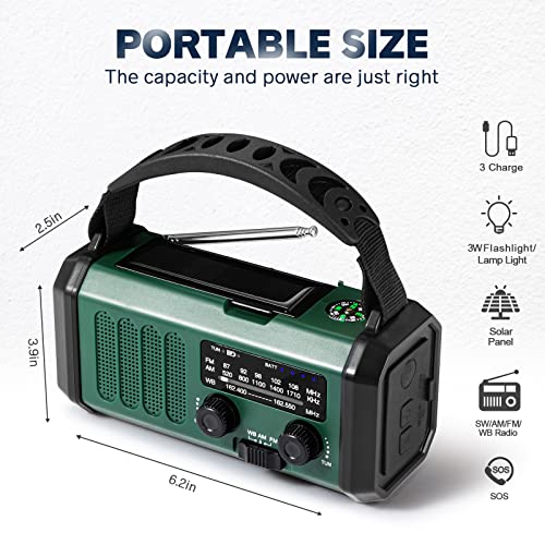 Emergency Weather Radio with Solar Hand Crank and Power Bank F786