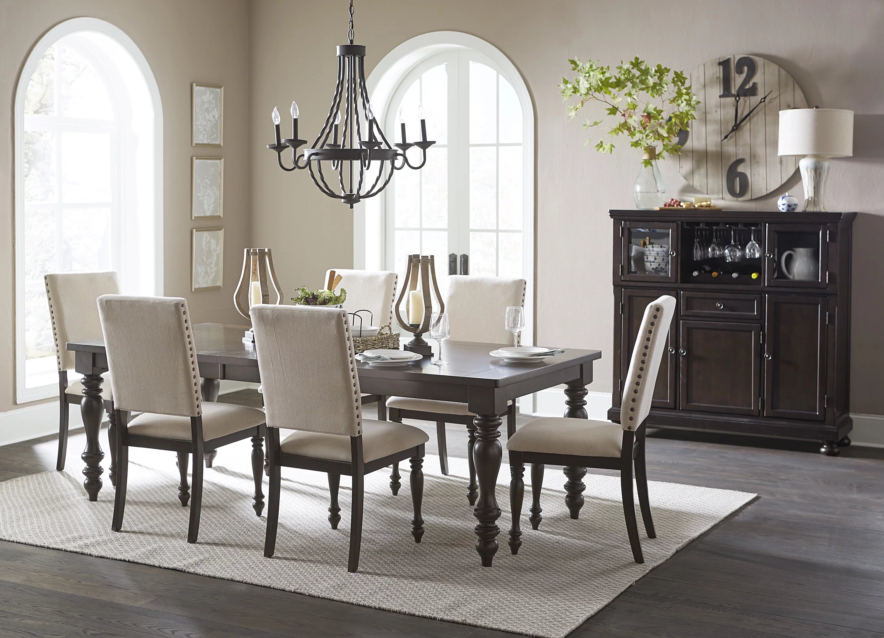 Grayish Brown Finish Dining Table with Draw Leaf O6624