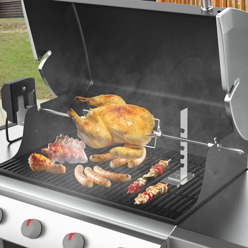 BBQ Rotisserie Grill Kit for 2- to 6-Burner Grills with Motor and Spit Rod W2519