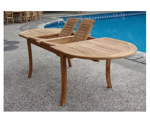 Teak Outdoor Dining Set 10 Seater with Oval Extension Table and Stacking Arm Chairs A956577