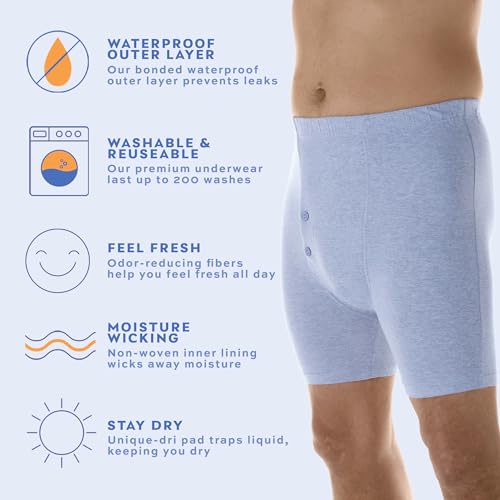 Men’s Incontinence Boxer Briefs, Reusable & Washable, Pack of 6 Y542832